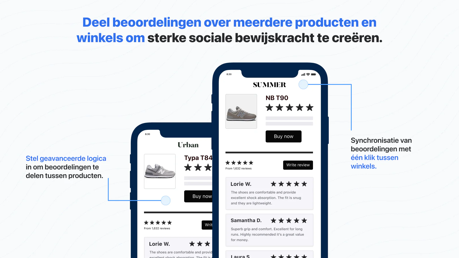 Deel reviews over meerdere producten en winkels bij import.