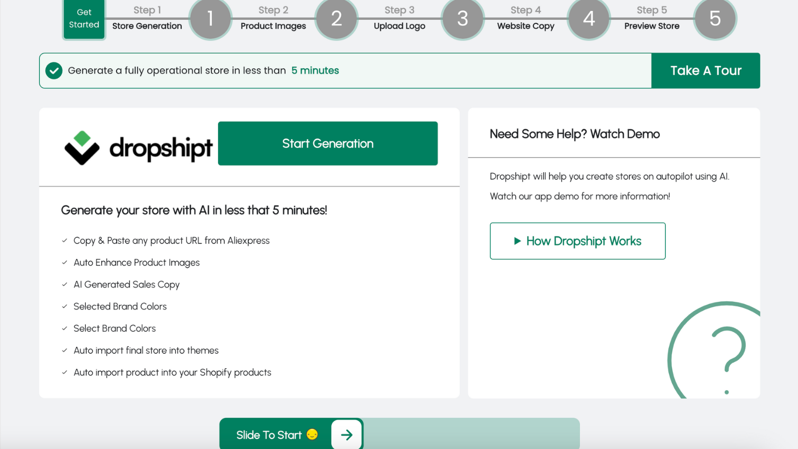 Dropshipt AI Store Generator Screenshot