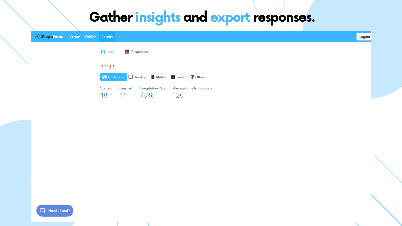 Shopaform Ergebnisse - Quiz-Antwort-Analytik