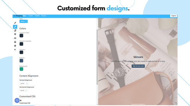 Shopaform Visuel Designer - Produktanbefalings Quiz