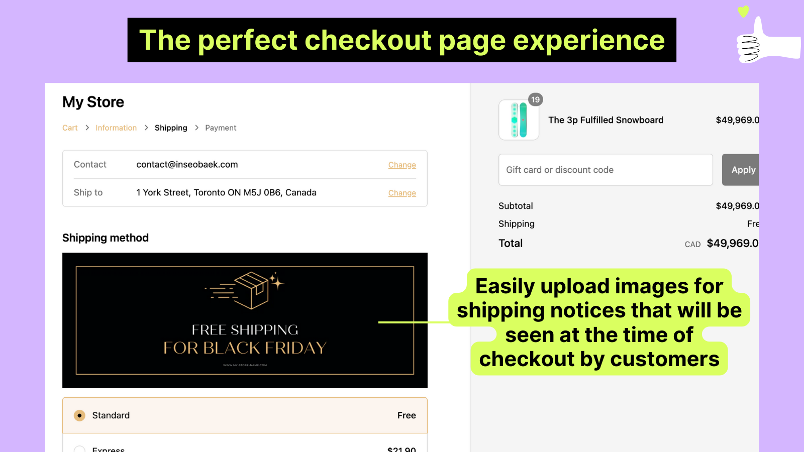 personalize a experiência de checkout fornecendo avisos de envio