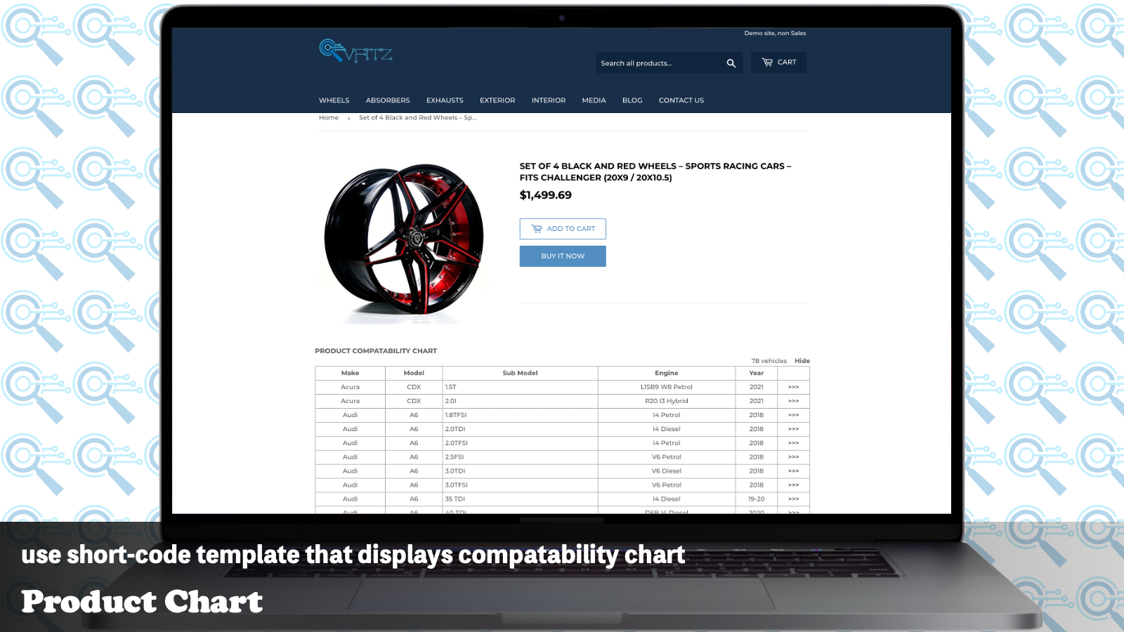 Use short-code template that displays compatible chart