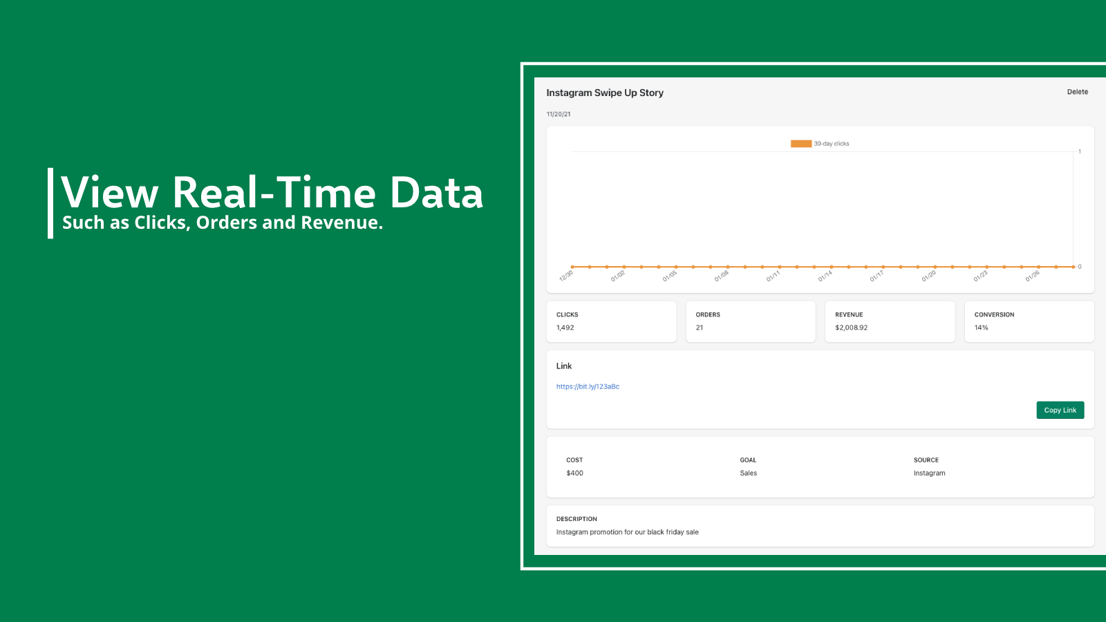 Se realtidsdata fra dine links