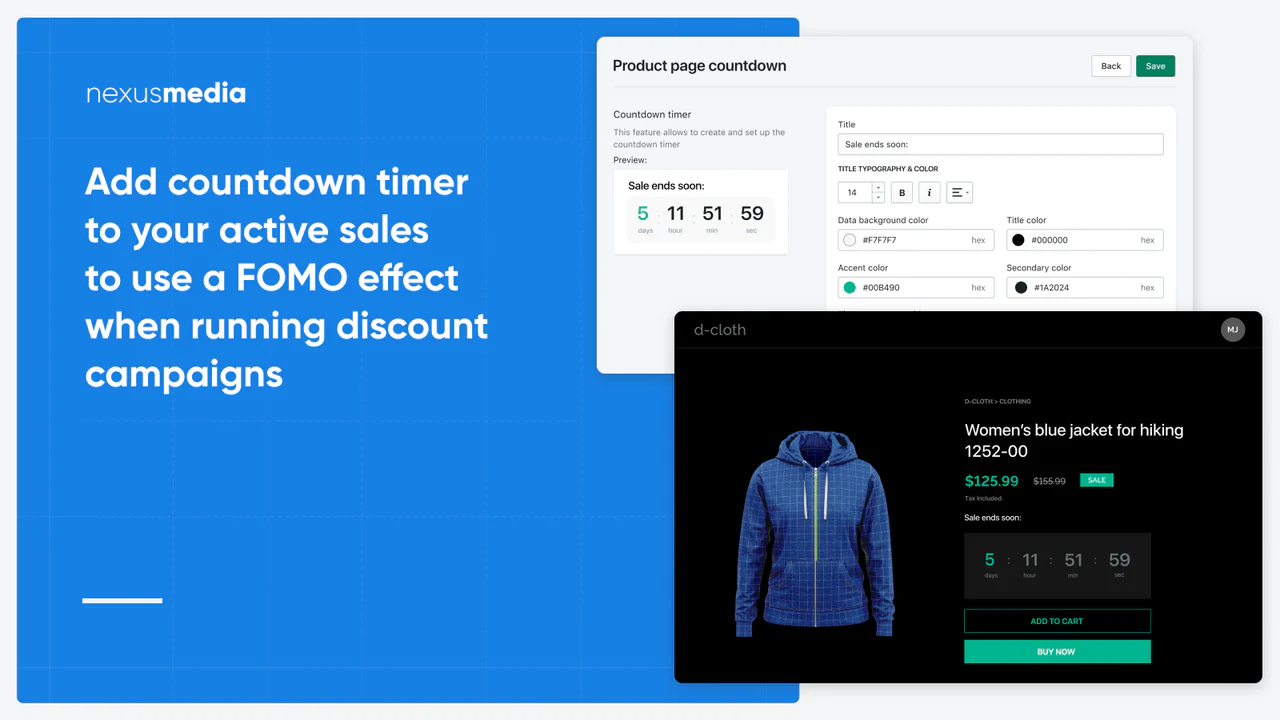 Countdown timer for sales, FOMO