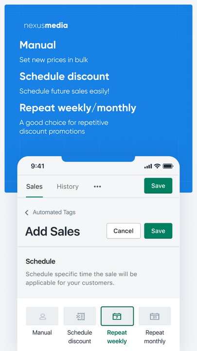 Schedule sale easily