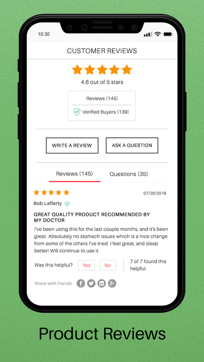 Product Reviews on Product Pages mobile