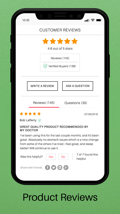 Product Reviews on Product Pages mobile