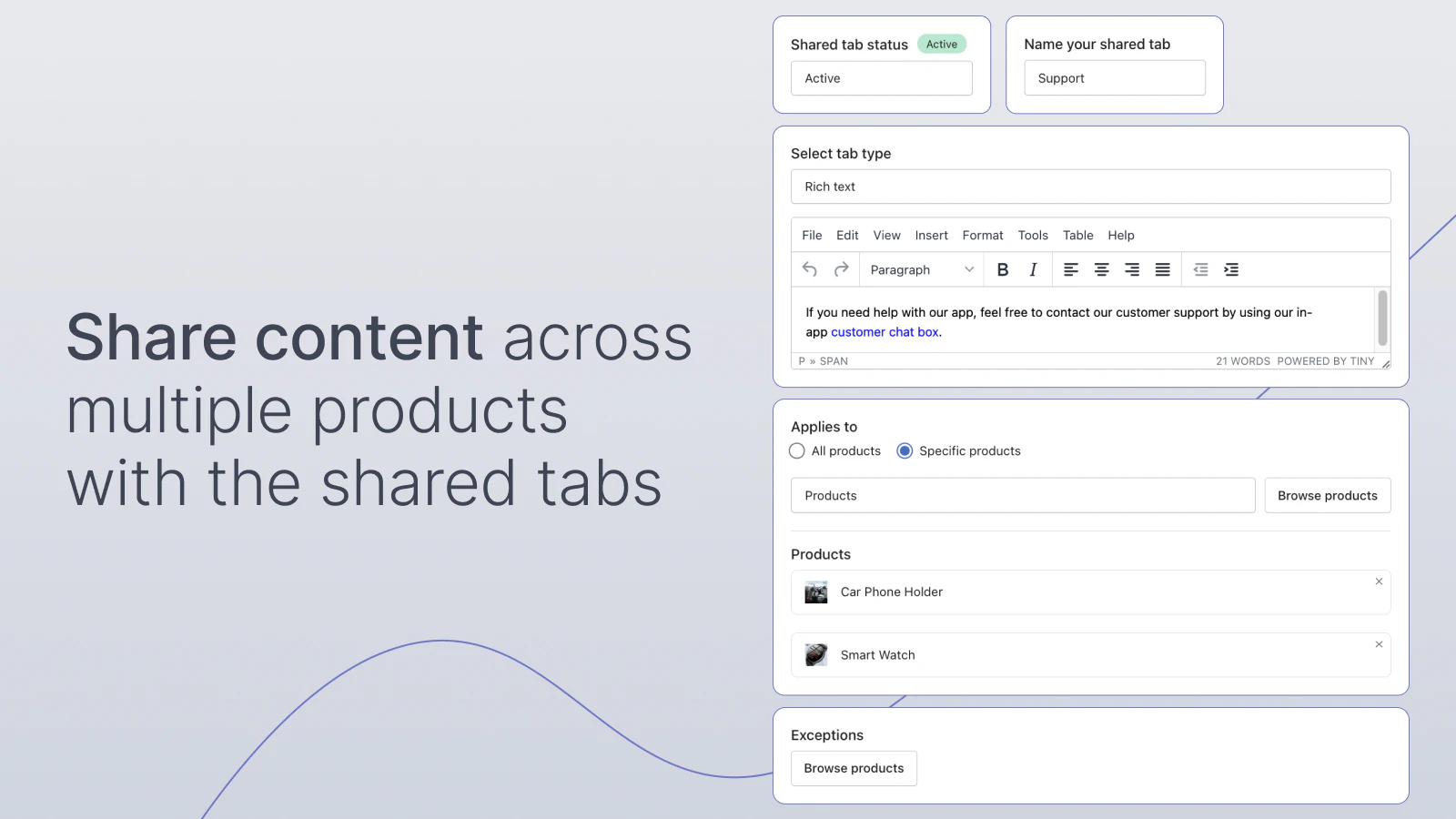 Share content with shared tab or multiple tabs