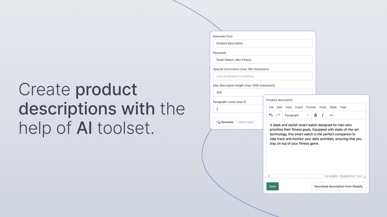 Create product descriptions with AI