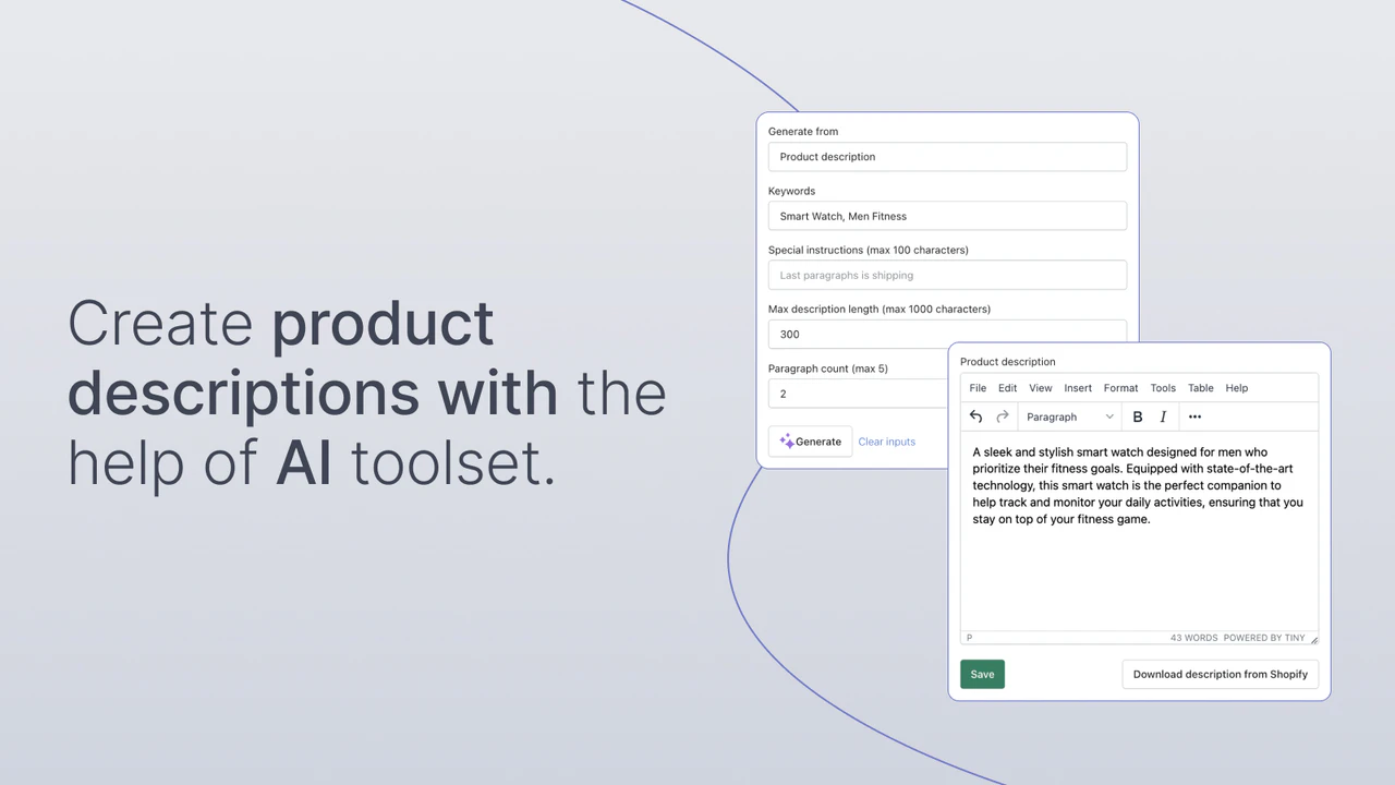 Create product descriptions with AI