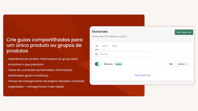 Crie guias compartilhadas para um produto ou grupos de produtos