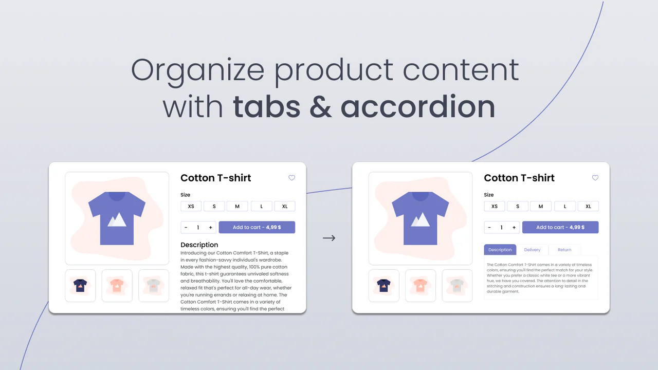 Simply add headings to divide product descriptions into tabs