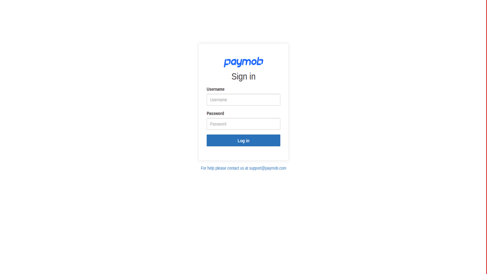 Merchant Login Page