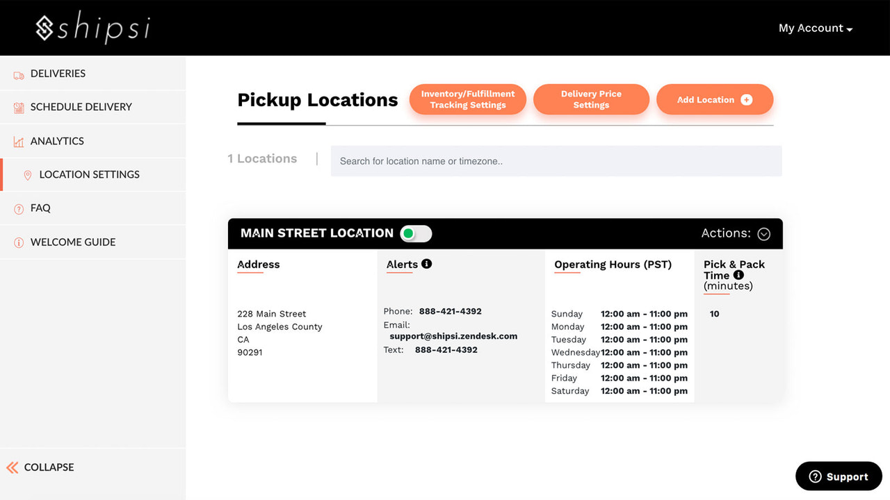 Customize your Pickup Locations and Settings