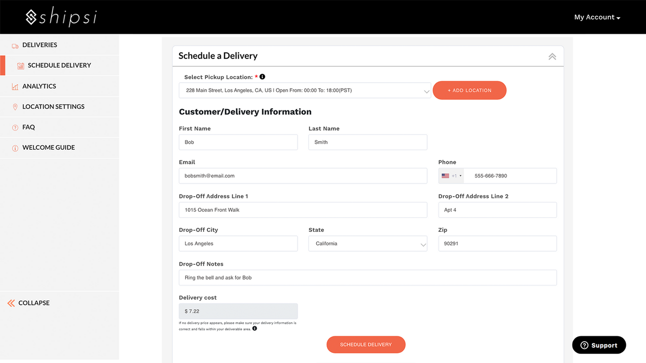 Programa las entregas manualmente desde el Portal SHIPSI