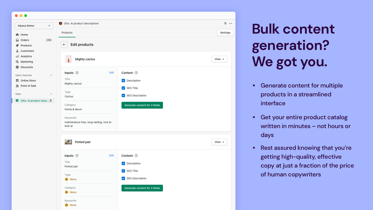 Bulk content generation? We got you.