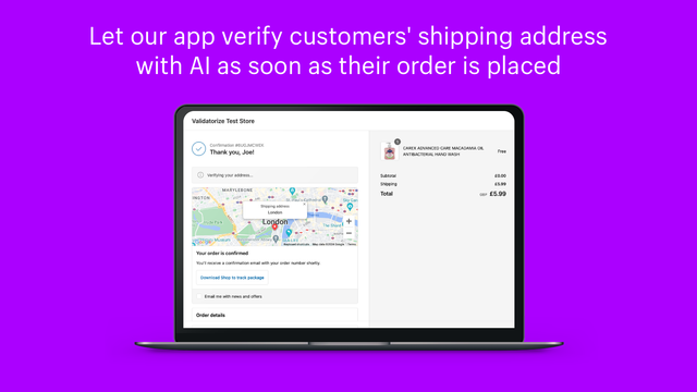 Let our app verify customers' shipping address  with AI