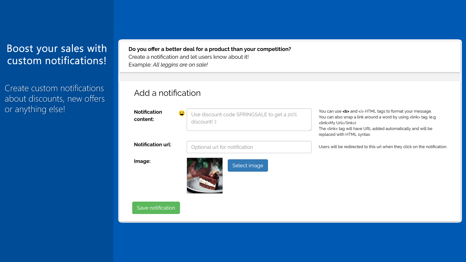 Boost sales with custom sales notifications