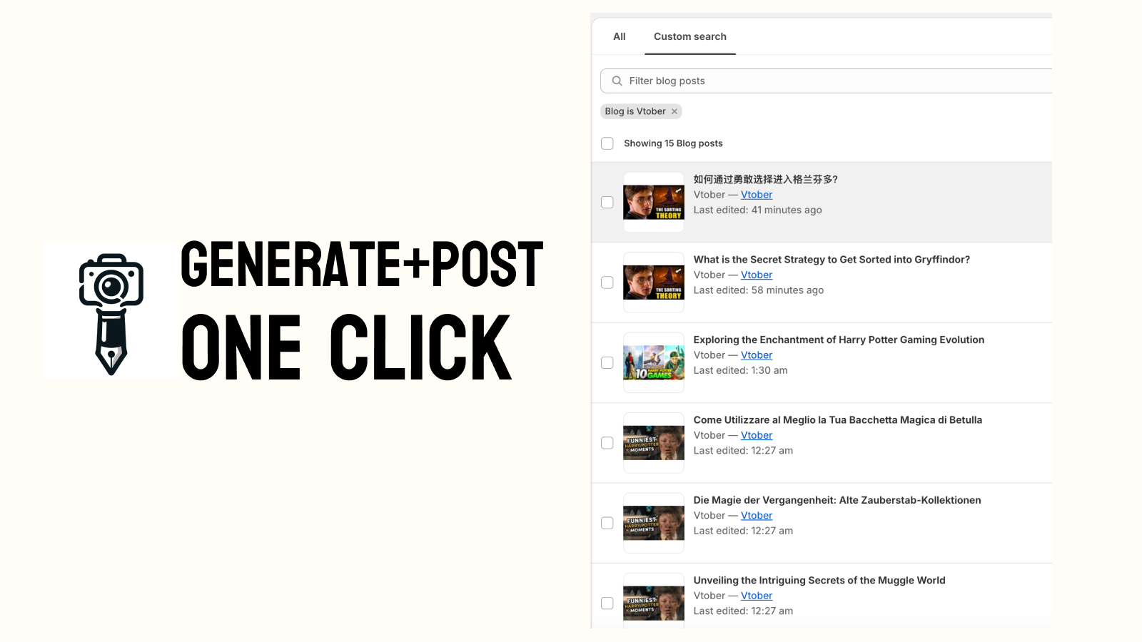 one click and post to blog