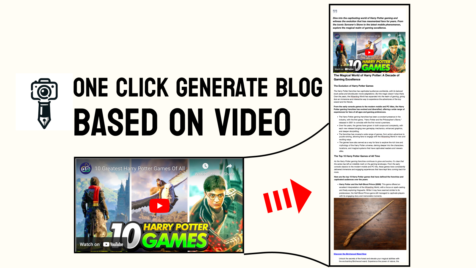 Générer un blog basé sur vidéo (YouTube pris en charge)