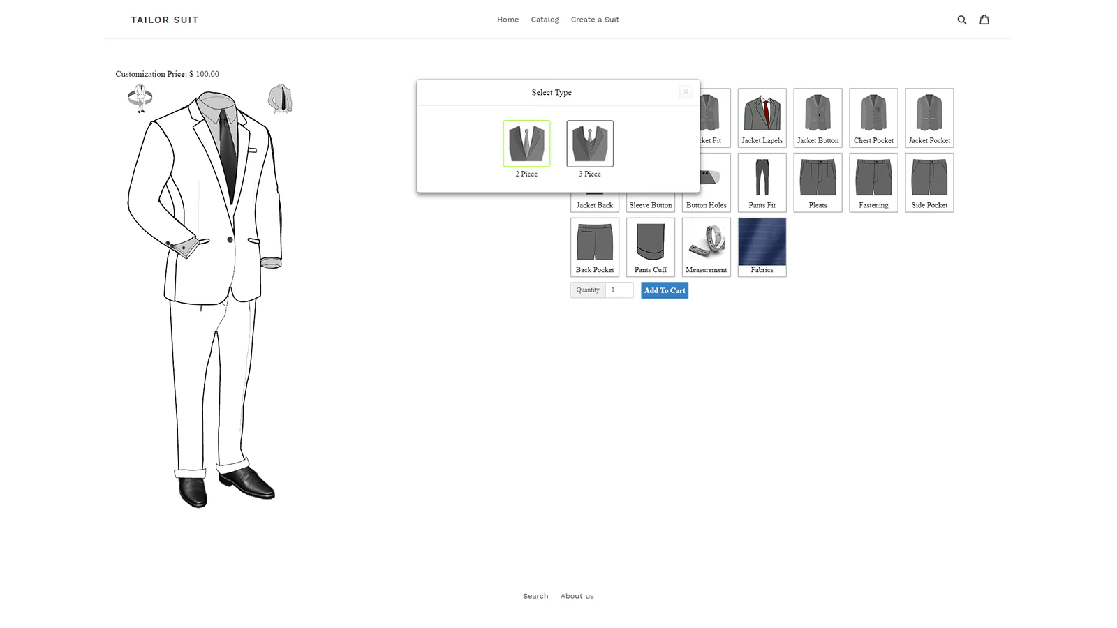 Opções de estilos do Tailor Suit