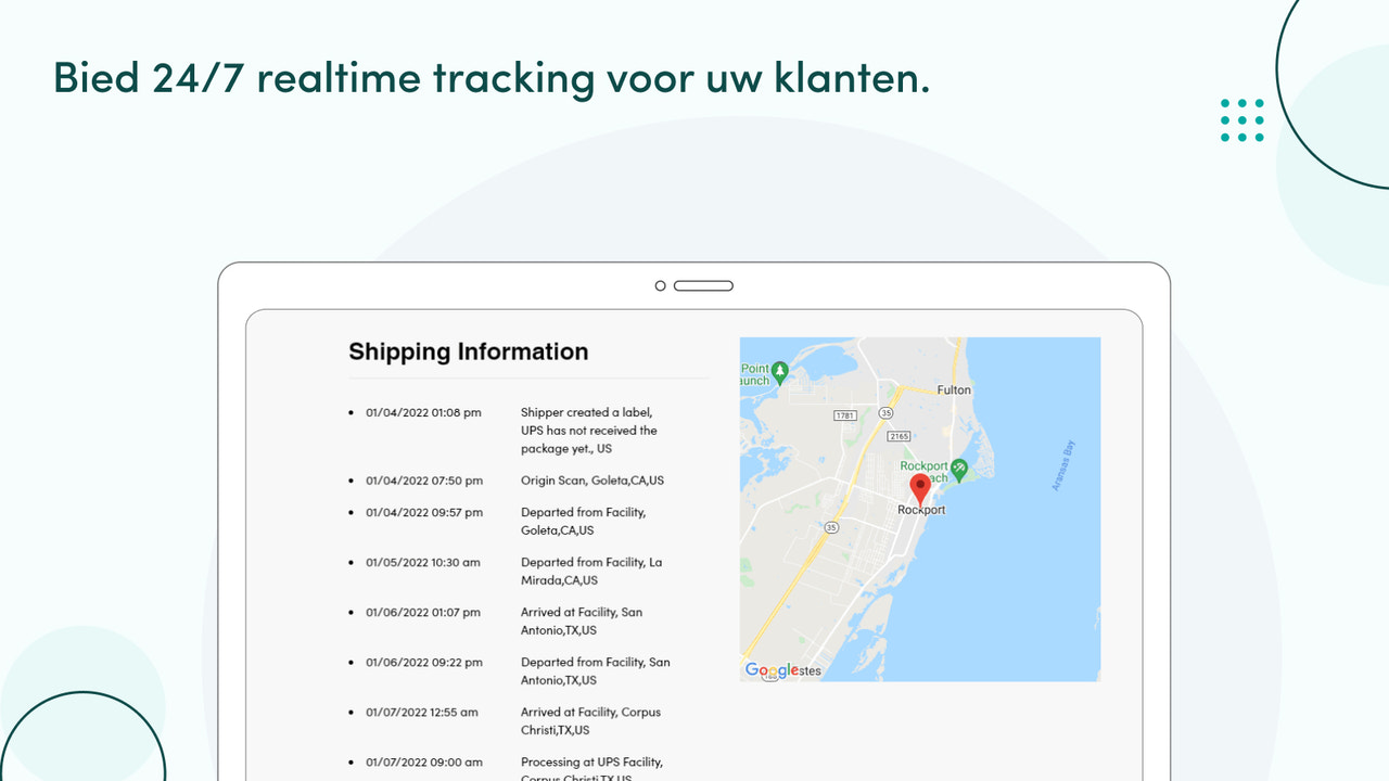 Zorg voor 24/7 real-time tracking voor uw klanten.