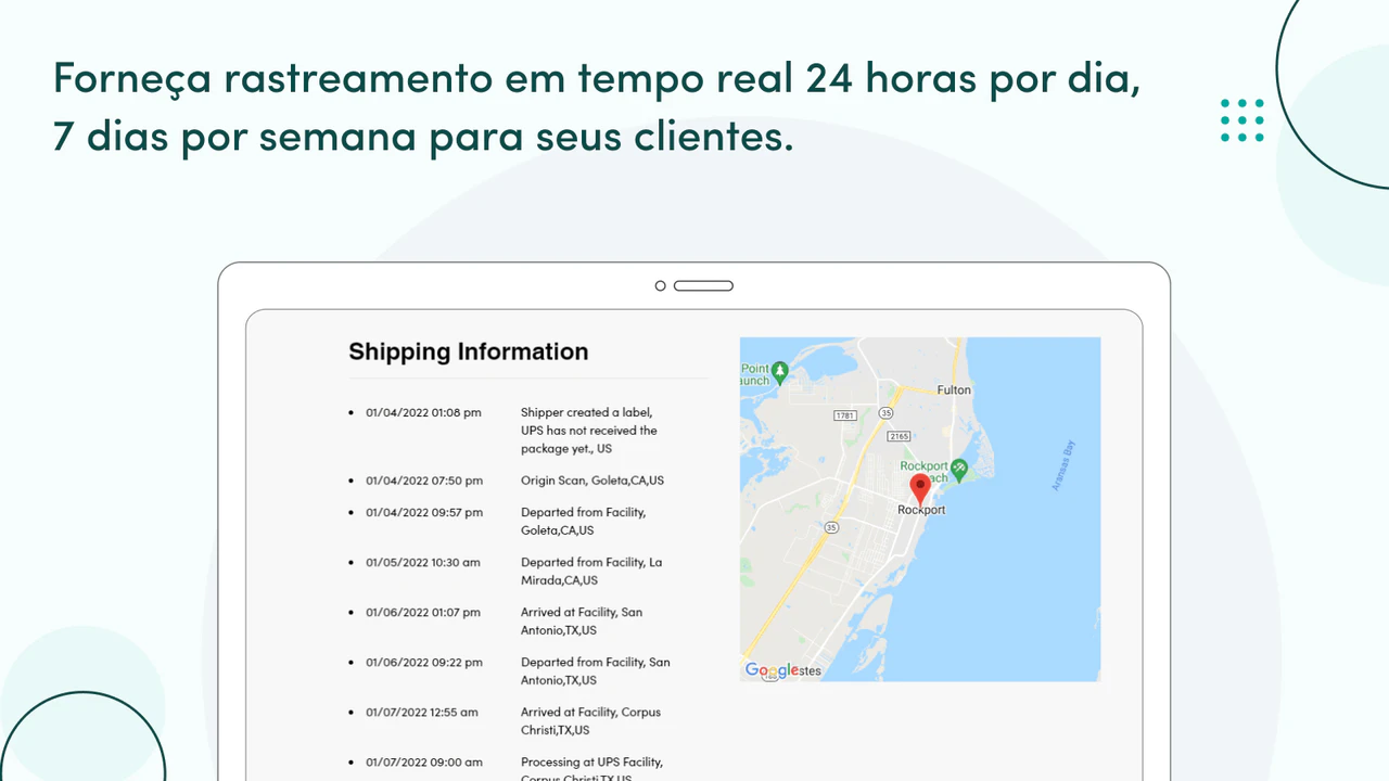 Forneça rastreio em tempo real 24/7 para os seus clientes.