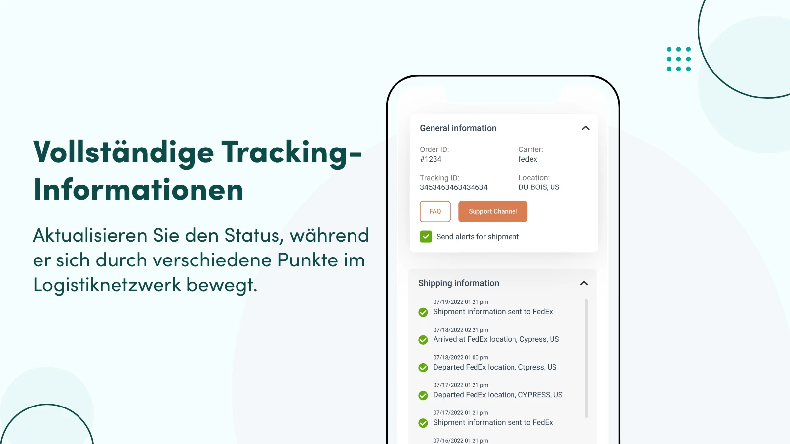 Vollständige Tracking-Informationen