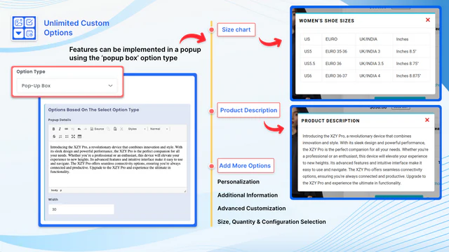 Utilisation de l'option popup