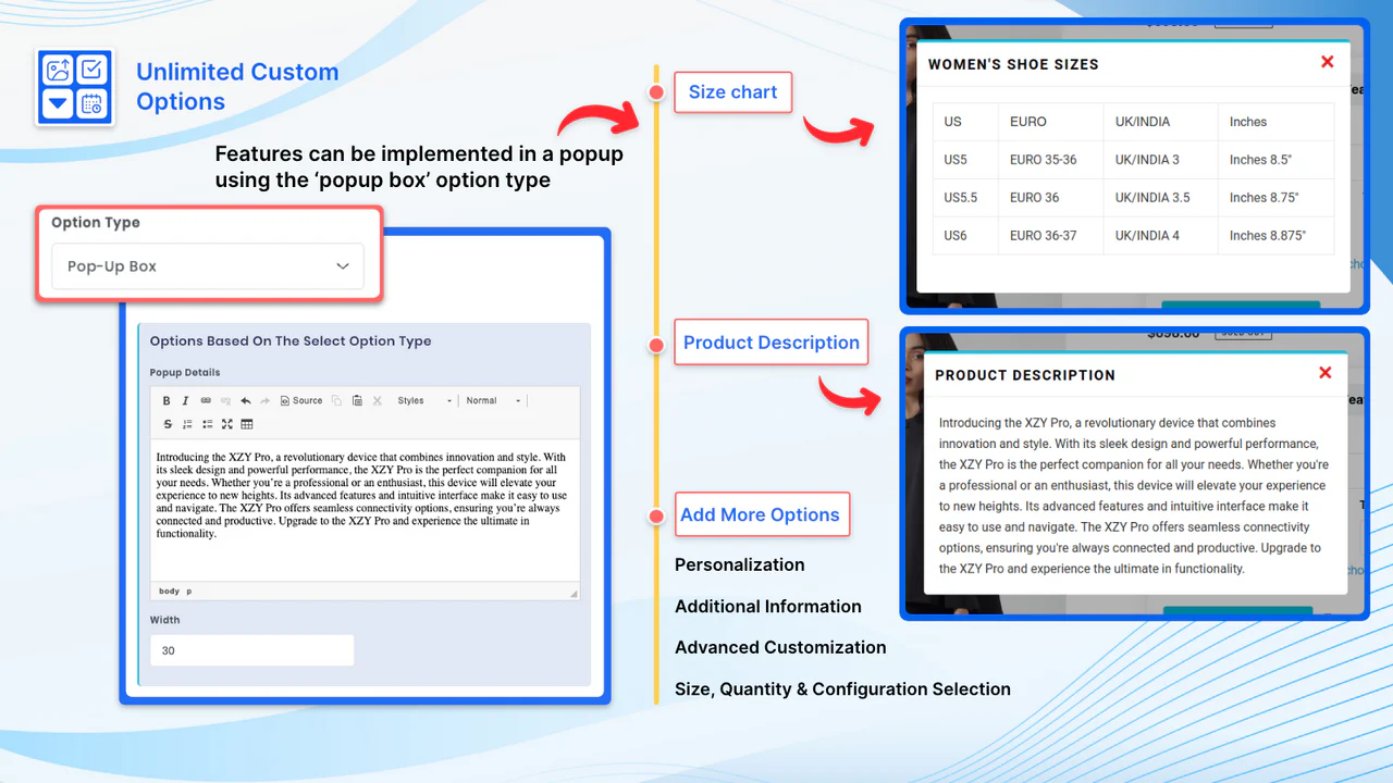 Utilisation de l'option popup