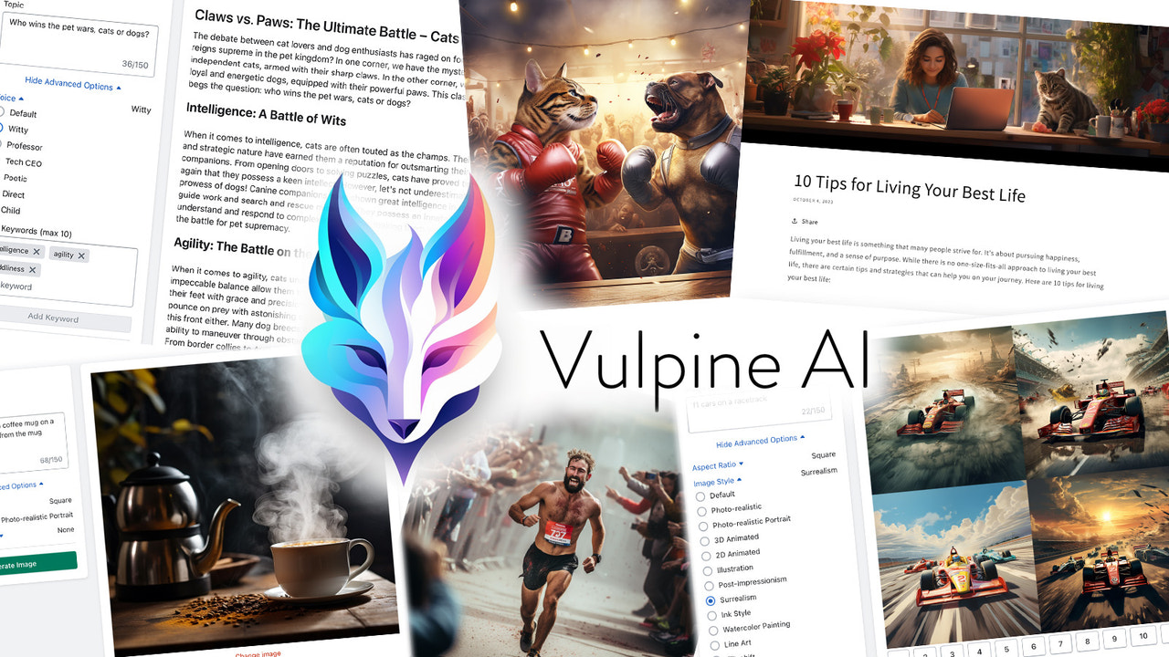 Vulpine AI: SEO Blogs & Images Screenshot