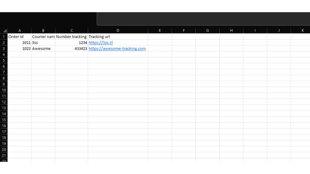 Format de fichier CSV modèle