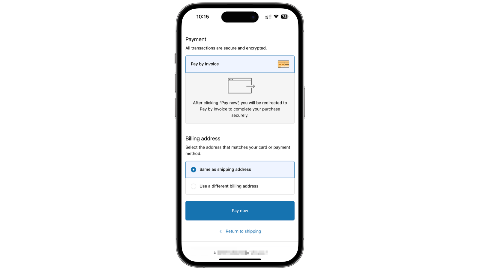 Payment method in mobile checkout