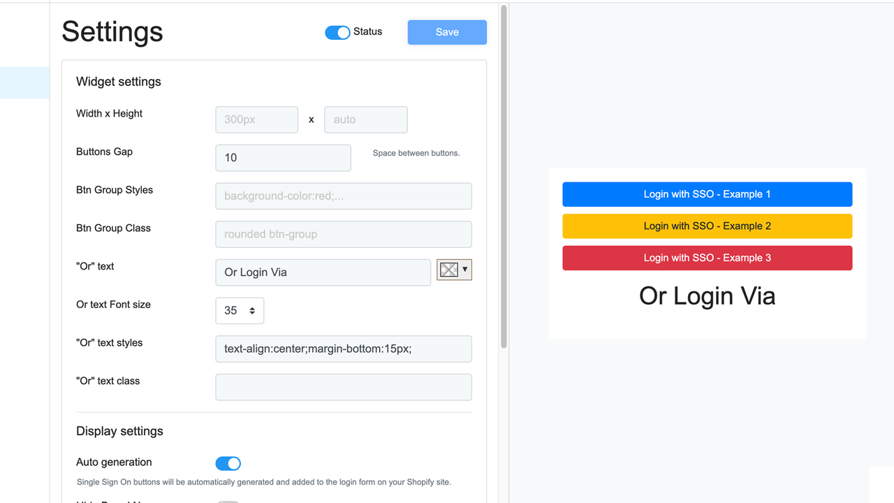 Configuración del widget