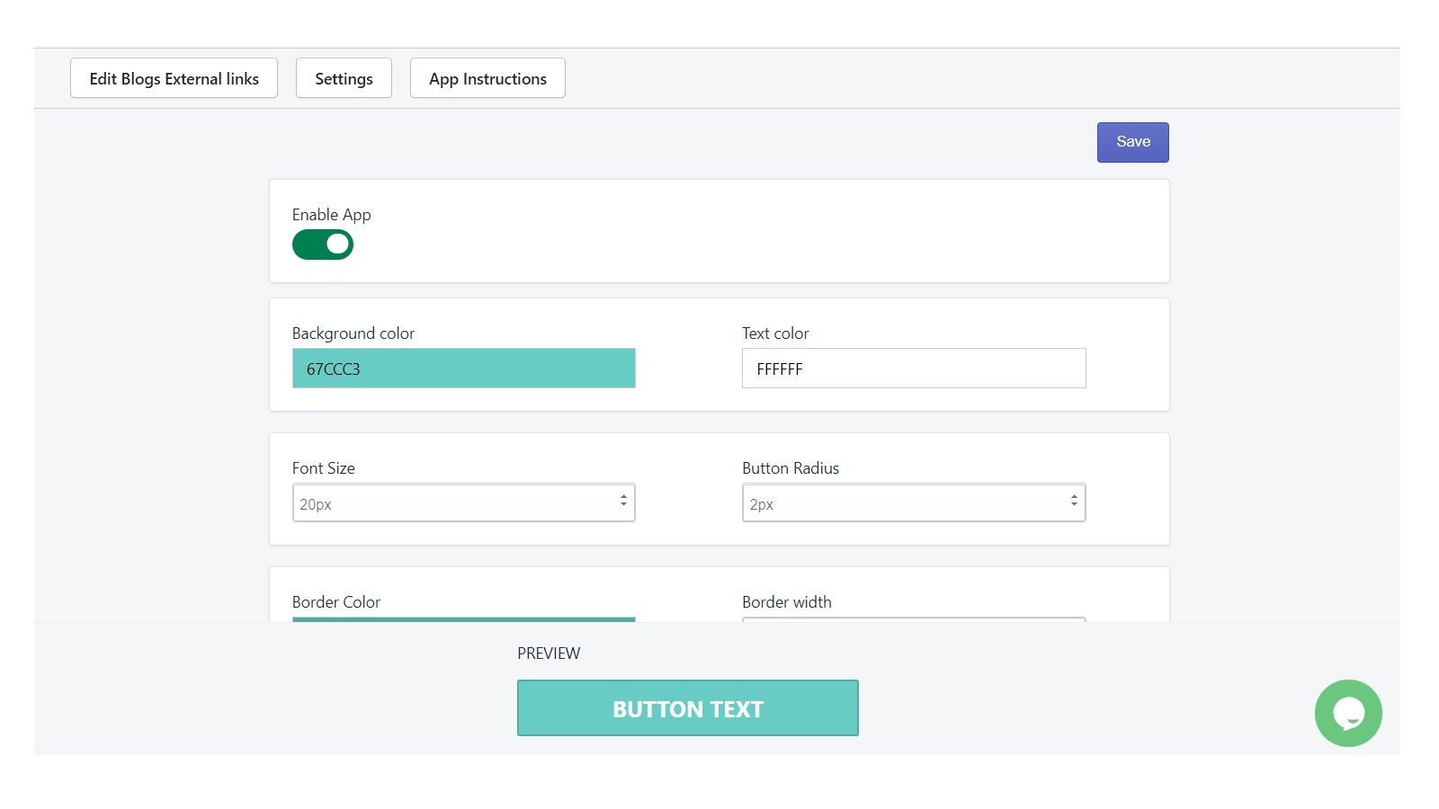 Configuración de enlace externo del blog