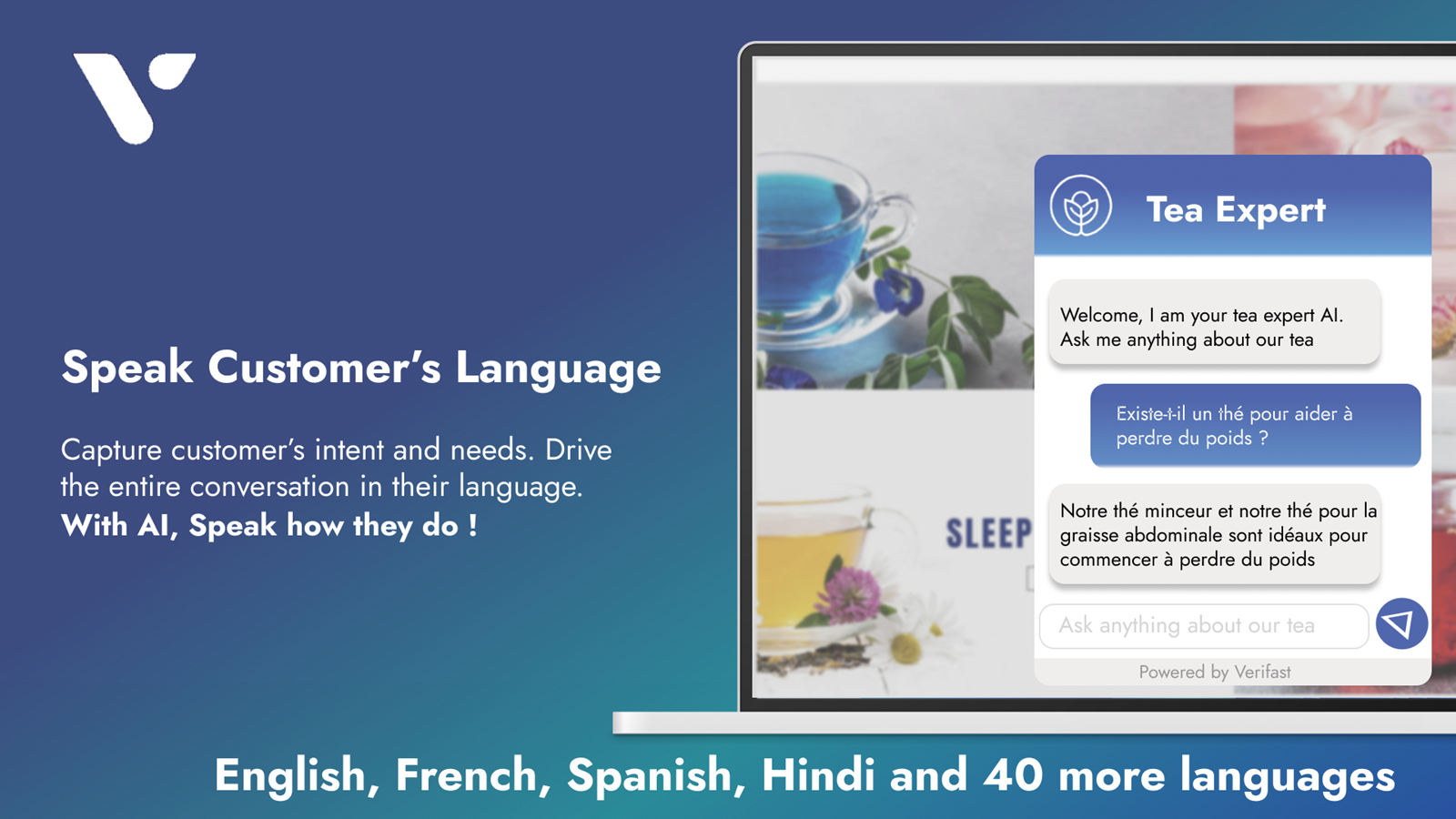 Agente de vendas que pode falar com o cliente em mais de 40 idiomas