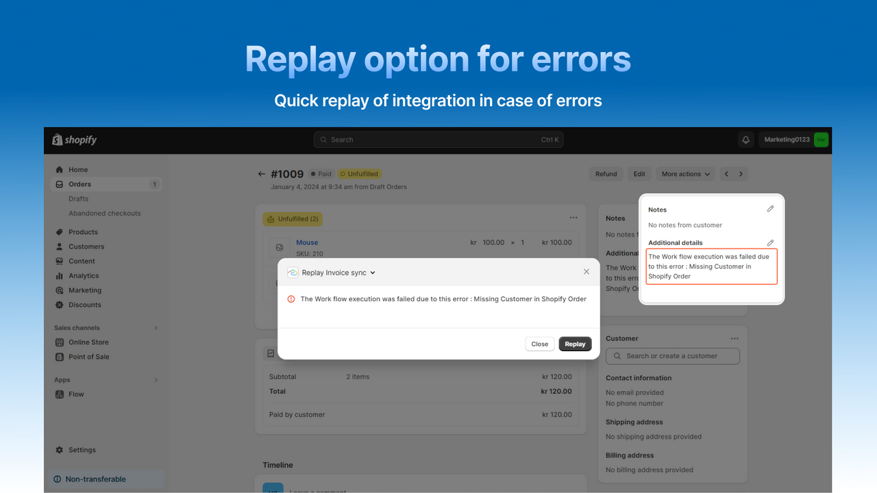 Quick replay of integration in case of errors