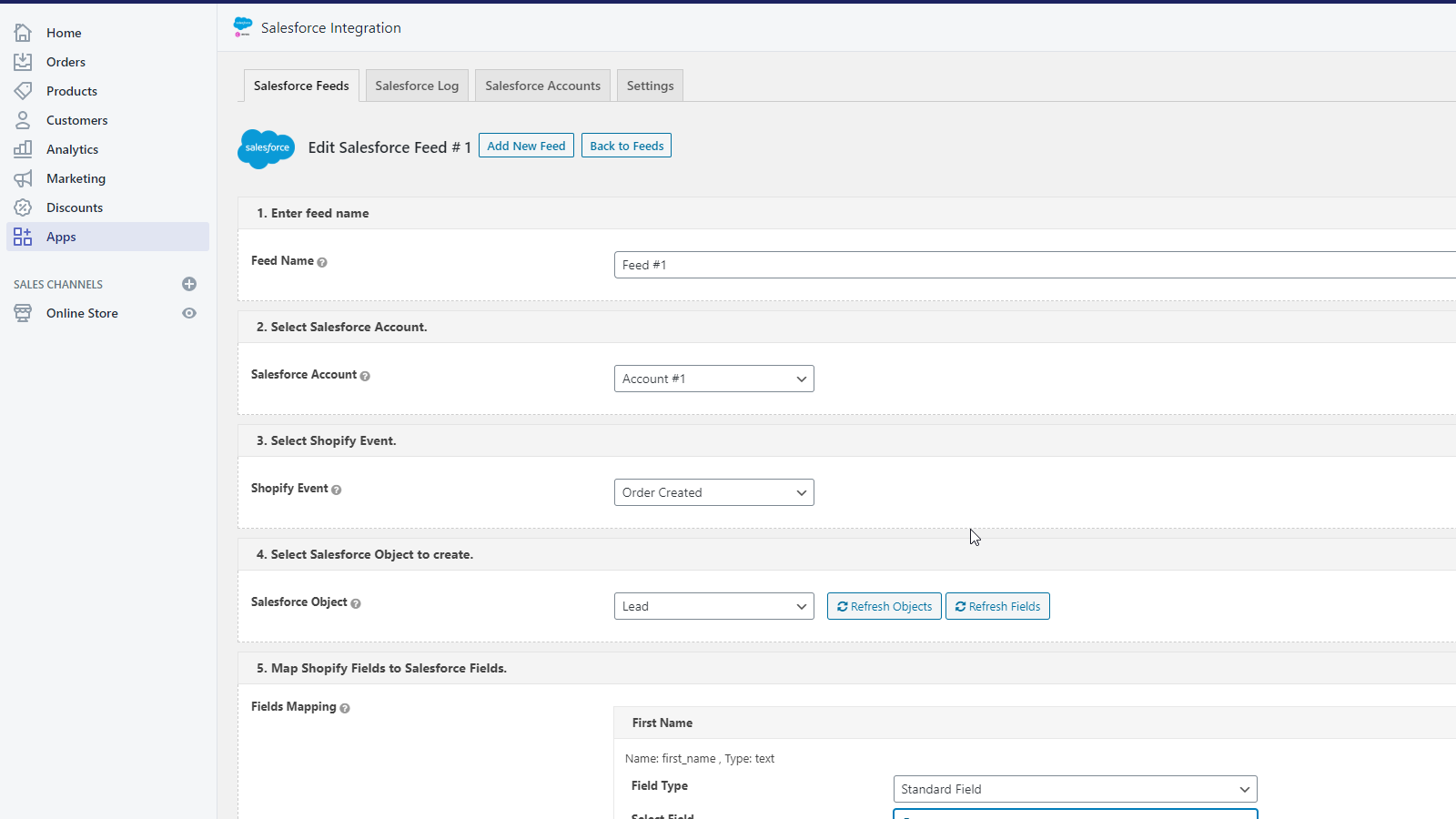 Salesforce Sync Screenshot