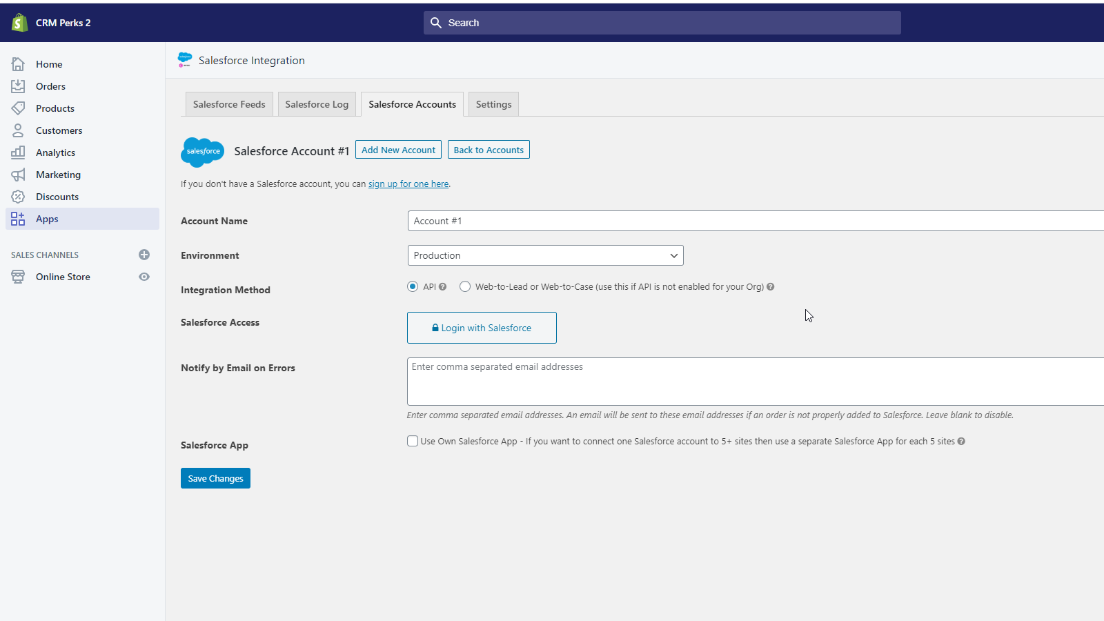 Salesforce Sync Screenshot