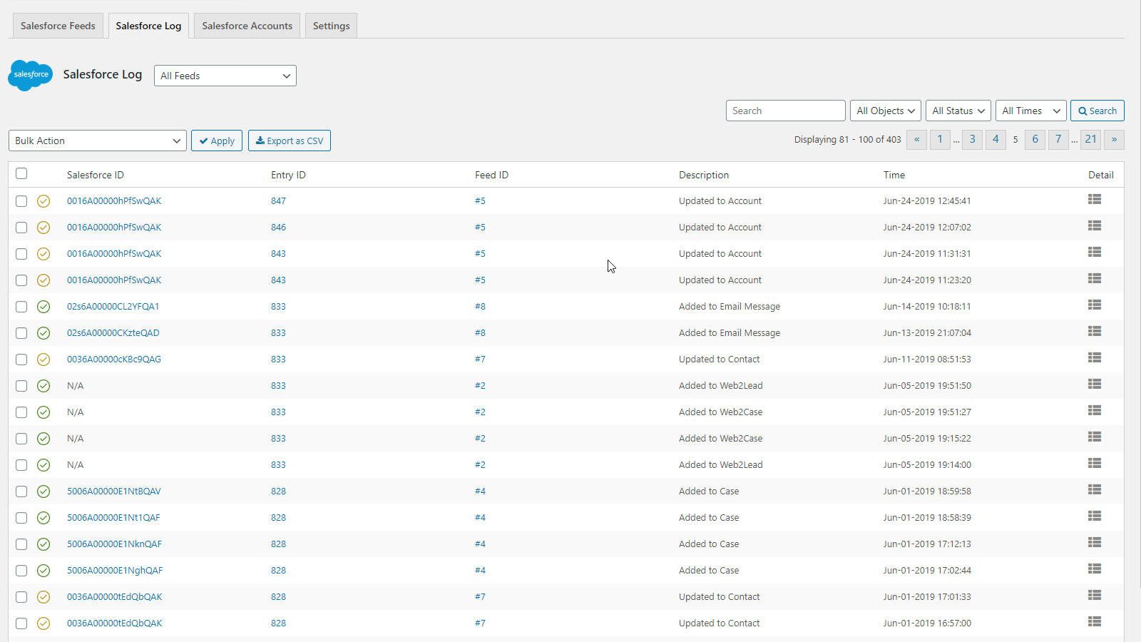 Shopify-data sendt til Salesforce som logs