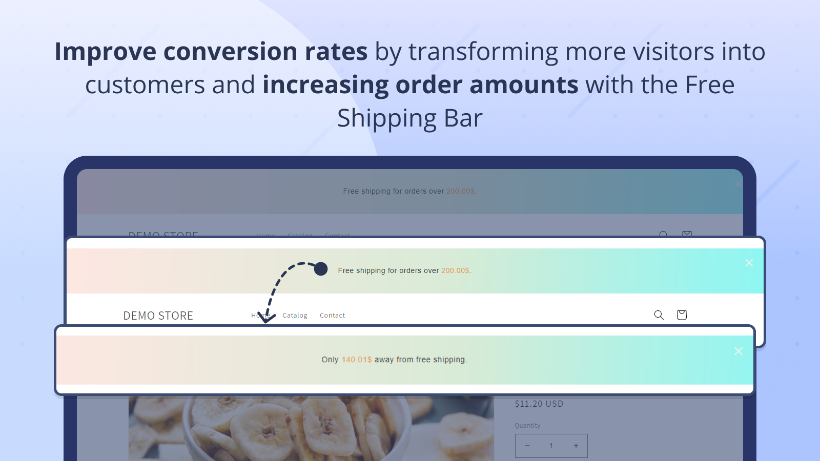 Improve conversion rates with a free shipping goal countdown bar