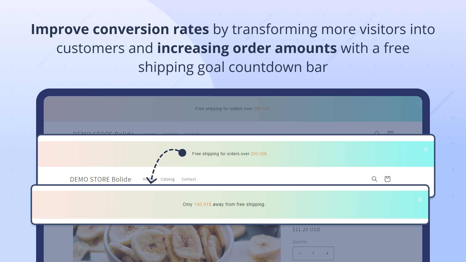 Improve conversion rates with a free shipping goal countdown bar