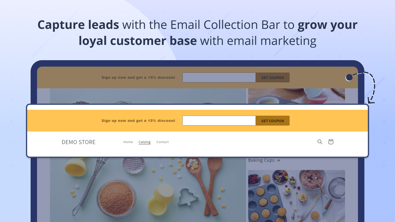 Capturez des leads essentiels avec la barre de collecte d'emails