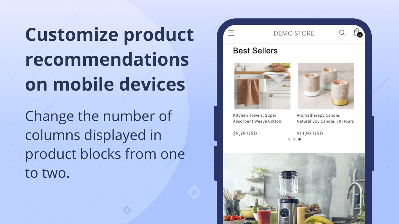 Customize product recommendations on mobile devices