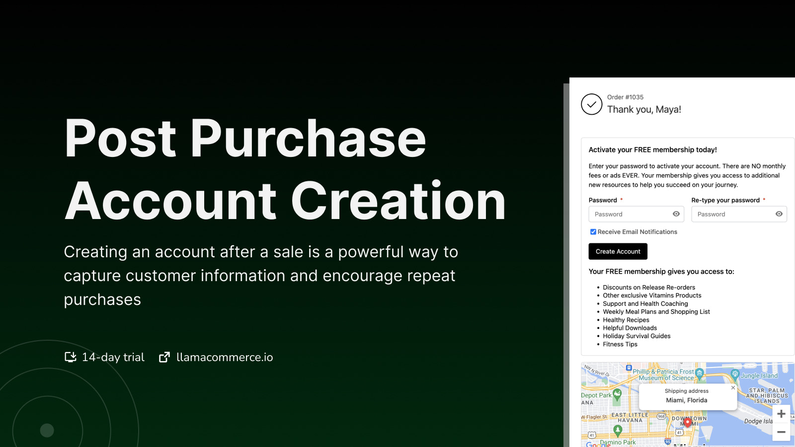 Post Purchase Account Creation