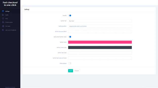 Configuraciones de SweetCheckout