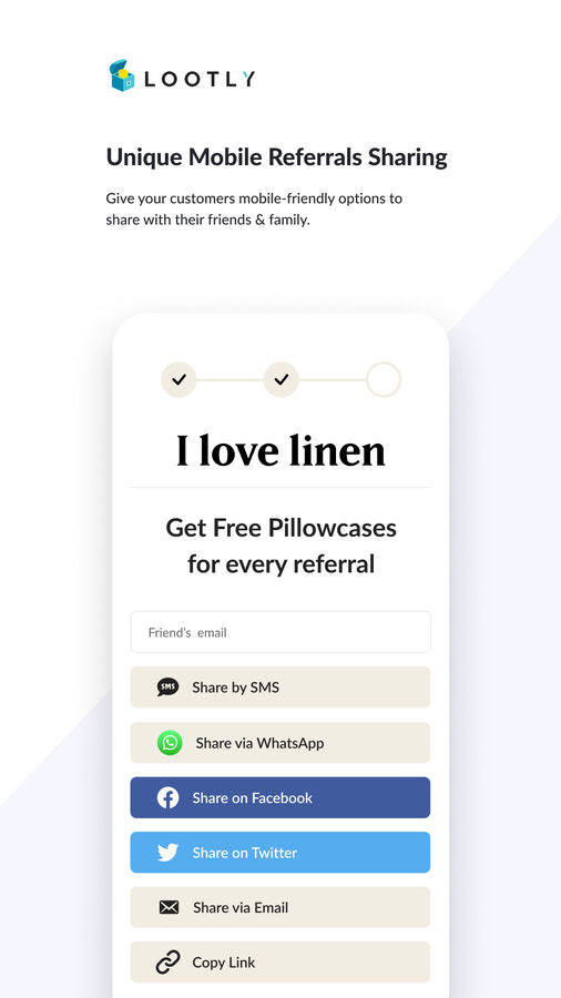 Lootly mobile referral sharing