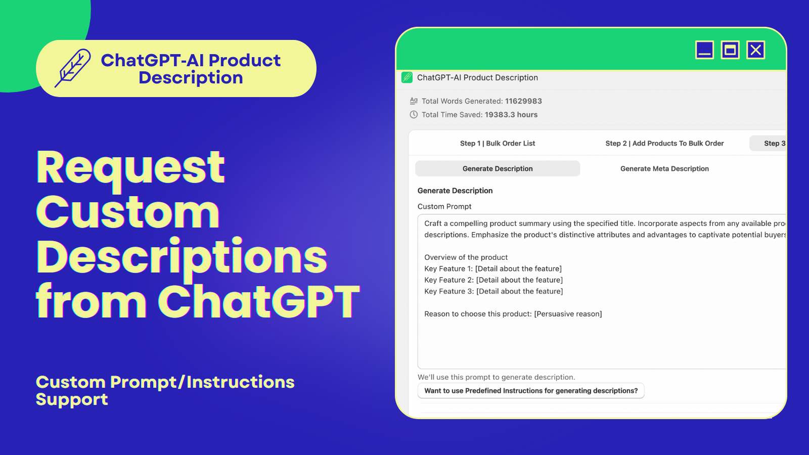 Indica a ChatGPT que cree descripciones que se ajusten a tus criterios
