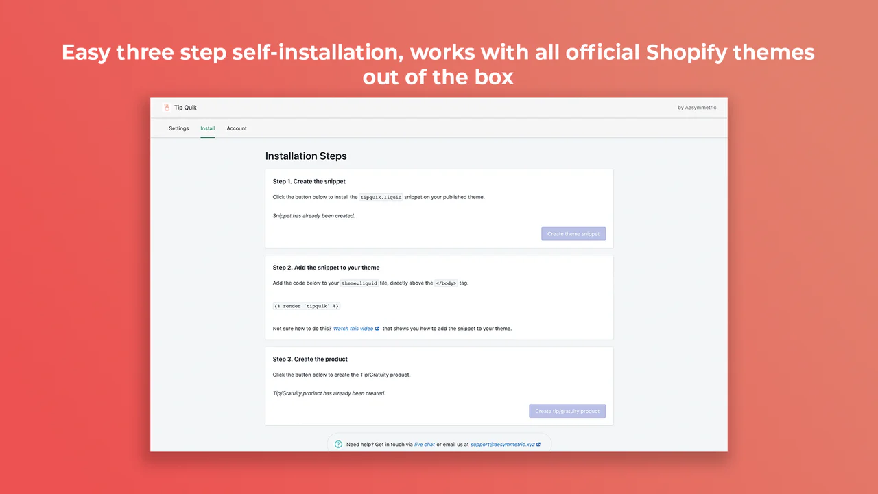 Tip Quik app installation steps