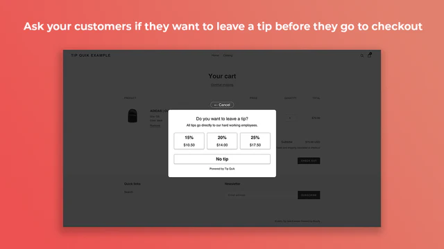 Tip modal on site